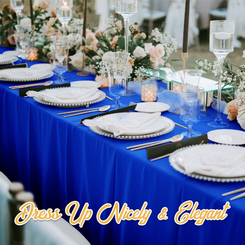 BRILLMAX 8 Pack Royal Blue Tablecloths 60 x 126 Inch for 8ft Rectangle Tables - 150 GSM Polyester Fabric, 15" Standard Drop, Water, Stain & Wrinkle Resistant Cloth Cover for Wedding Dining Buffet