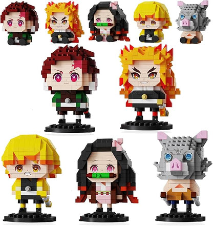 5 Kill Demon-Themed Anime Figures Building Set 2IN1 Sitting&ampStanding Models Cute Popular Characters Monster Killer Micro Brick Japanese Manga Merch Toy Decor Easter's Day Gift for Fans(1140 Pcs)
