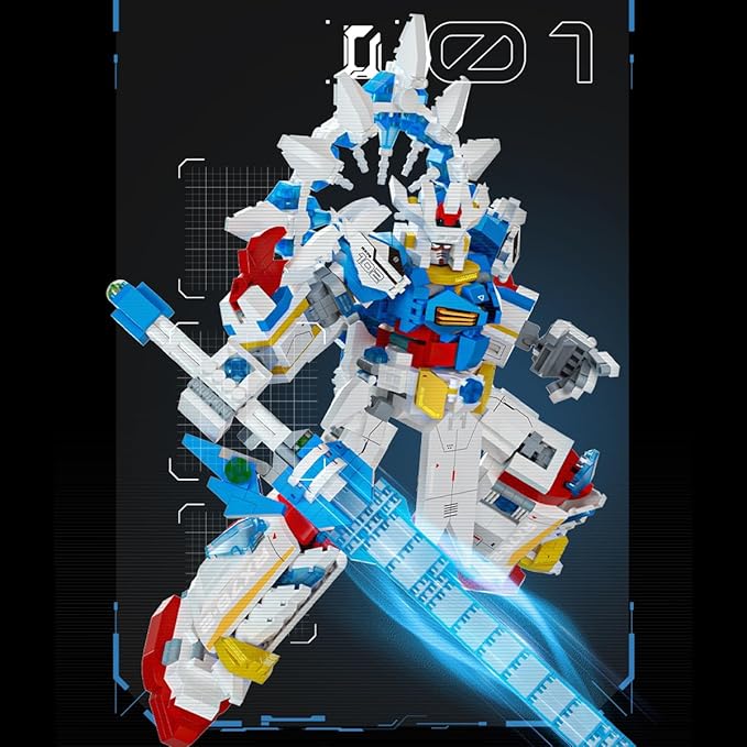 DAHONPA White Blue Warrior Manned Mecha Robot Building Blocks Set Guardian Transforming Mech Model Kit (1797+ Pieces) Loyal Warrior Robots Toys for Adults Christmas Birthday Gift