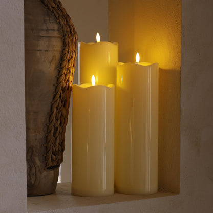 AFINETH 4" x10" Outdoor Flameless Candles Waterproof, Large Battery Operated Candles with Remote, Plastic Flickering LED Candles for Garden Patio Porch Home Party, Ivory 1Pack