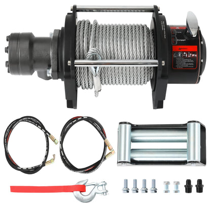 15000 LBS Hydraulic Winch for Tow Truck, Heavy Duty Recovery Winch with 2/5" x 78FT Steel Cable, BMR80 Motor 36:1 Gear Ratio Hydraulic Winch for Wreckers, Trailers & Vehicle Recovery