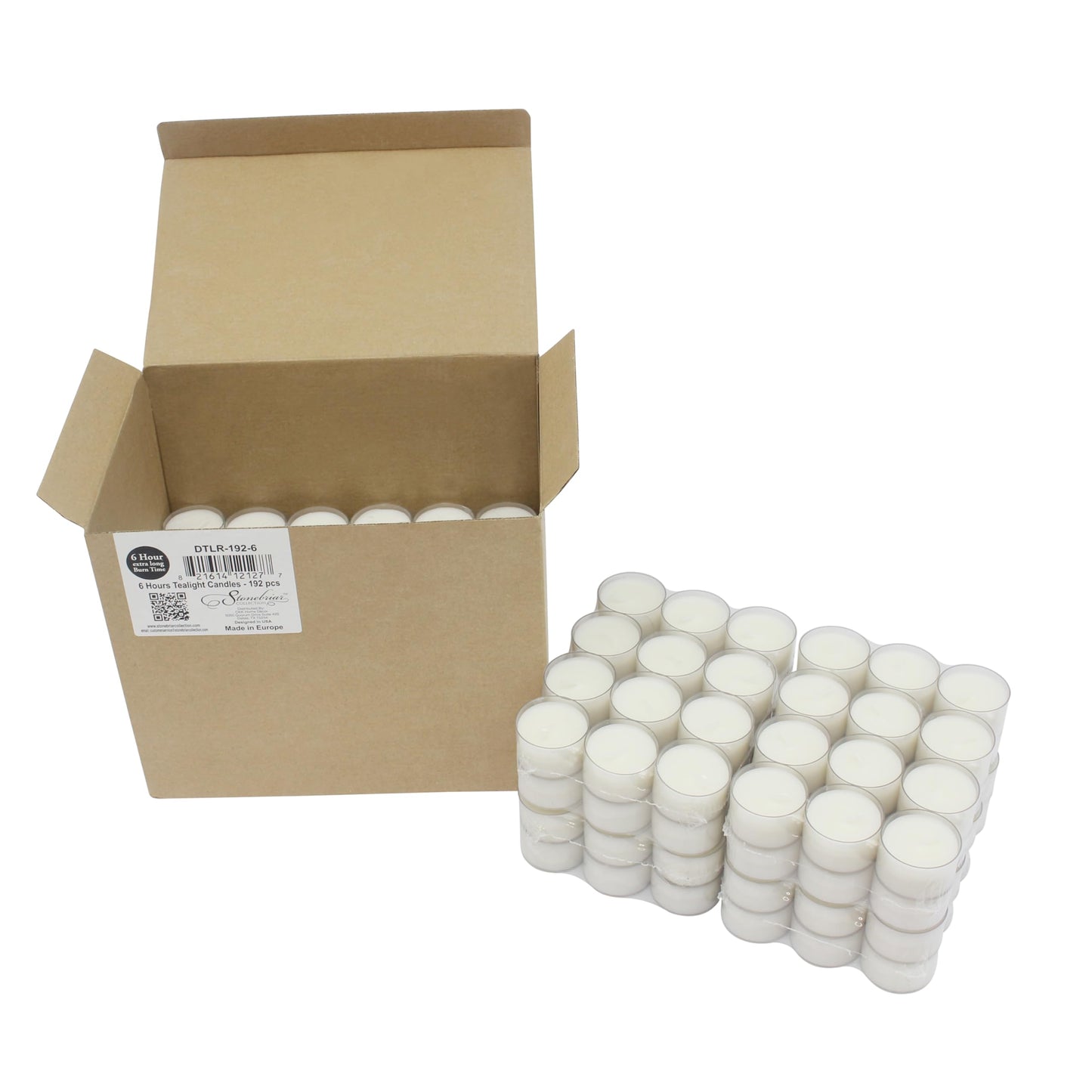 Stonebriar 192 Count White Unscented 6 to 7 Hour Extended Burn Time Clear Cup Tea Light Candles