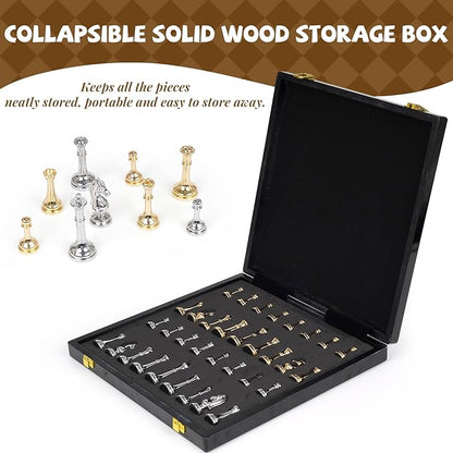 Metal Chess Set for Adults &amp Kids Zinc Alloy Chess Pieces with Marbled Chess Board 11.5 Inch Travel Chess Set with Two Extra Queens Classic Strategy Board Game for Beginners Professionals