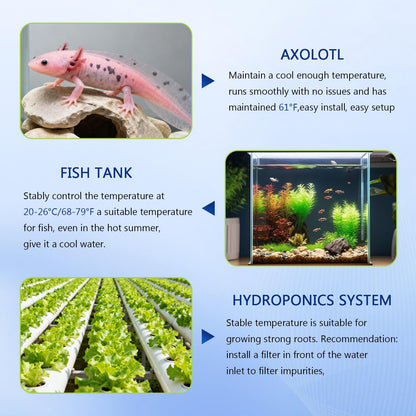 MLJHFC 42Gal Aquarium Chiller 1/10 HP 160L Quiet Compressor Refrigeration Hydroponic Cooling System Suitable for Aquariums Salamanders Coral Reefs Jellyfish