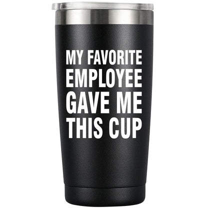 MASGALACC My Favorite Employee Gave Me This Cup Funny Boss Gift from Employees Coworkers Gifts to Employer Novelty Drinkware Coffee Mug, 20oz Stainless Steel Insulated Tumbler, Black