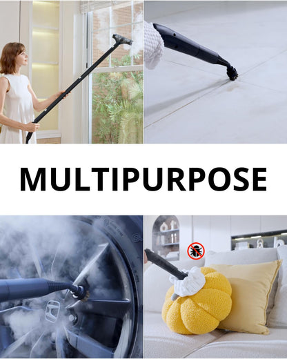 GROBELL Steam Cleaner: 40s Fast Heating-0.66Gal (2.5L) Large Tank-21 PCS Kit-No Cooling-Refill Anytime-Detachable Hose Multi Portable Steamer Mop for Home Car Bed Furniture Tile Grout Floor Cleaning