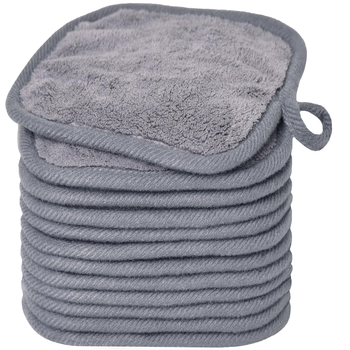 BloomSesame Makeup Remover Cloths for Face, Eye, Lips - Reusable Makeup Remover Pads Soft Microfiber Facial Cleansing Cloths 5.5 x 5.5 inch 12 Pack (Gray)