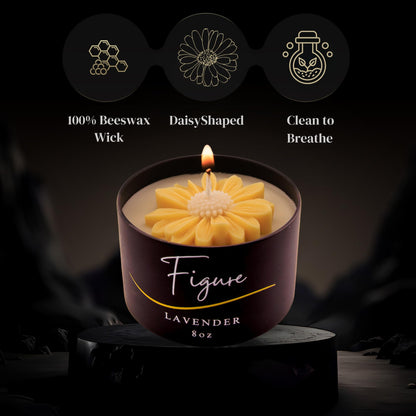 Yellow Daisy Scented Candle – Lavender Aromatherapy | Hand-Poured in USA | All Natural for Women & Men | Organic Soy & Beeswax Blend | 100% Beeswax Wick | Gift-Ready Candle for Relaxation