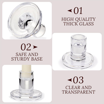 JONERAY 24-Pack Candlestick Holders Bulk - Thick Glass, Amber Taper Candle Holders for Wedding Banquet, Anniversaries