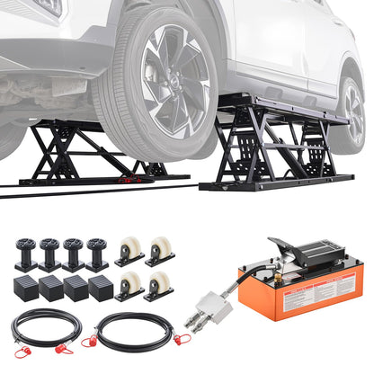 VEVOR Portable Car Lift, 5000 lbs Capacity, Heavy Duty Quick Lift with 25.6" Max Height, Pneumatic Pump, Wheels, 4 Rubber Pads & 4 Lifting Columns for Cars, Compact SUVs, Mini Trucks, Garage or Shop