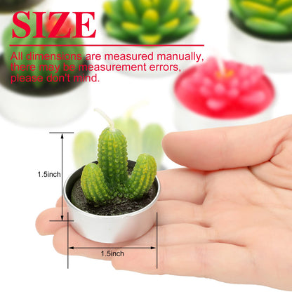 Shihanee 48 Pcs Succulent Cactus Tealights 24 Styles Handmade Mini Plant Tealight Candles Bulk Unscented Smokeless for Wedding Spa Graduation Baby Shower Housewarming Gifts Mexican Party Favors