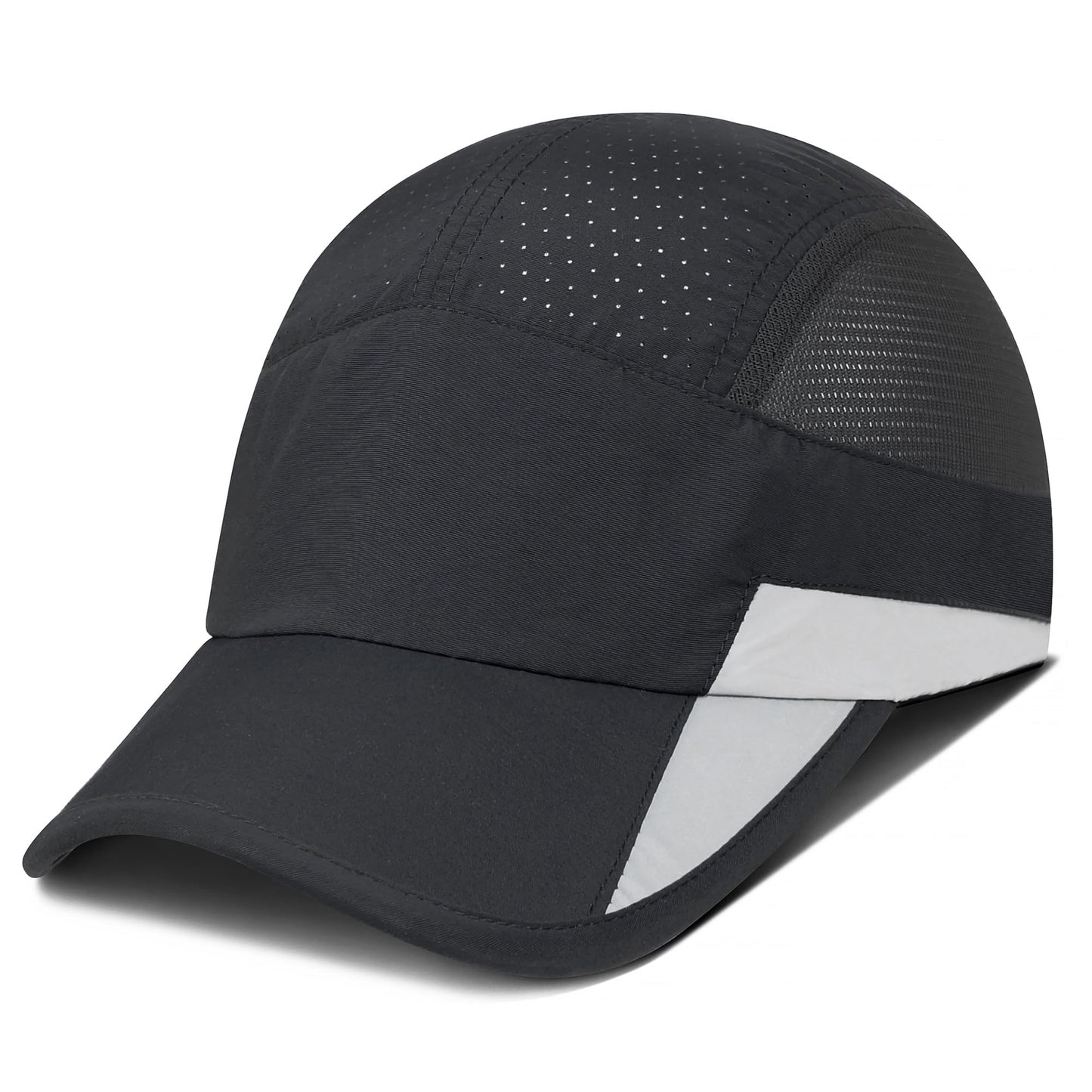 GADIEMKENSD Running Hat, Mens Outdoor Hat Unstructured Baseball Cap UPF 50 UV SPF Exercise Run Caps Reflective Breathable Light Sun Hats Quick Dry Mesh Summer Sports Hat Cap Men Woman Under 10 Black