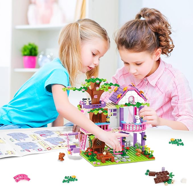 Tree House Building Set for Girls - 558pcs Treehouse Building Blocks Toys Forest Camp House Bricks Kit with Animals Birthday for Kids Girls Boys Age 6 7 8 9 10 11 12+