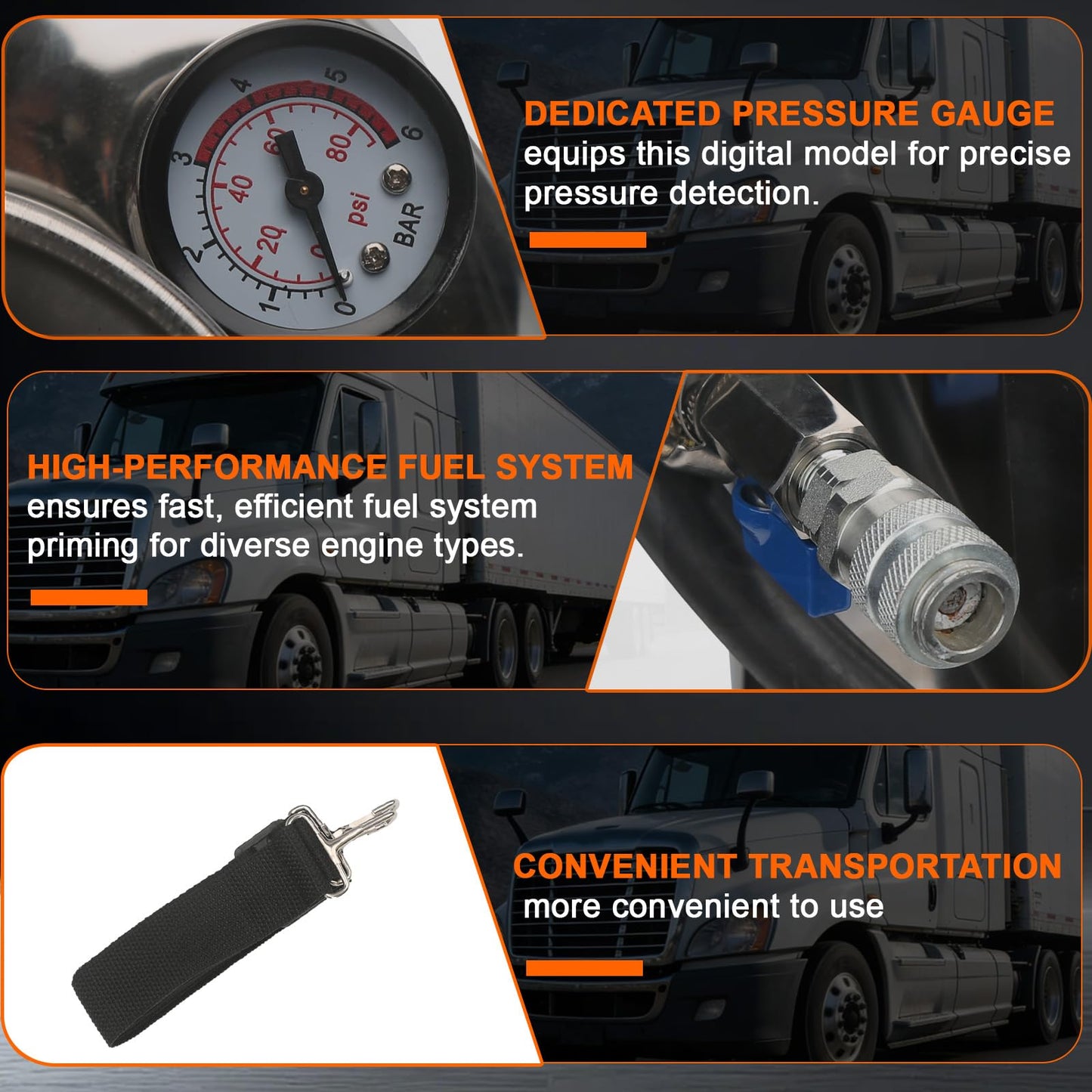J-47912 Fuel System Priming Pump Directly for Detroit Diesel DD13 DD15 S60 MBE900 and MBE4000 Replaces OTC5869 J-47912, with Shoulder Strap for Convenient Carrying