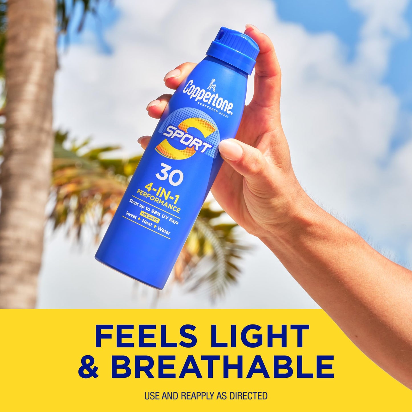 Coppertone Sport Sunscreen Spray SPF 30, Water Resistant Spray Sunscreen Pack, 5.5 Oz, Pack of 2 (Packaging May Vary)