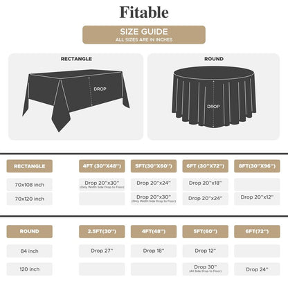 Fitable 8 Pack Round Tablecloths: Stain Resistant Wrinkle Free Circle Table Clothes, Washable Reusable Polyester Table Covers for Wedding Party Birthday Banquet Reception(White, 70 Inch)