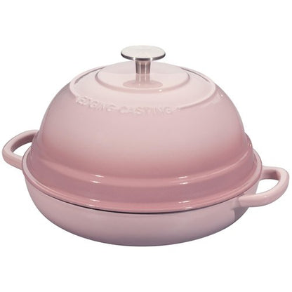 EDGING CASTING Enameled Cast Iron Dutch Oven Pot with Lid, Round Bread Oven for Homemade Sourdough Bread Baking, 6 Quart, Pink
