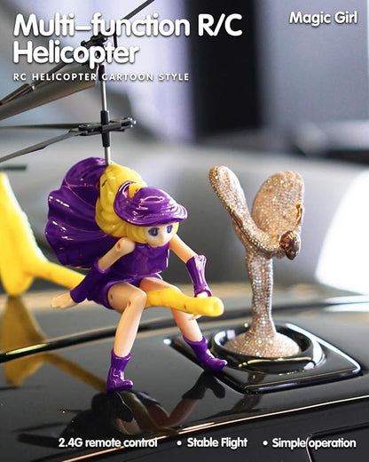 LM16-A RC Helicopter Flying Witch Drone Toys for Girls with LED Lights Indoor/Outdoor Remote Control Helicopter Christmas Birthday Gifts for Kids Boys Girls Age 6-8 9 10 11 12+(Purple)