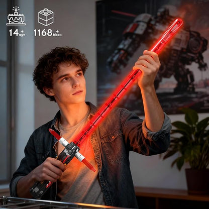 Mould King 10239 Lightsaber Building Set LED Rechargeable Saber Sword Toy as Party Halloween Holiday Birthday Gift Creative Buildable Toy for Adults(1168 Pieces)