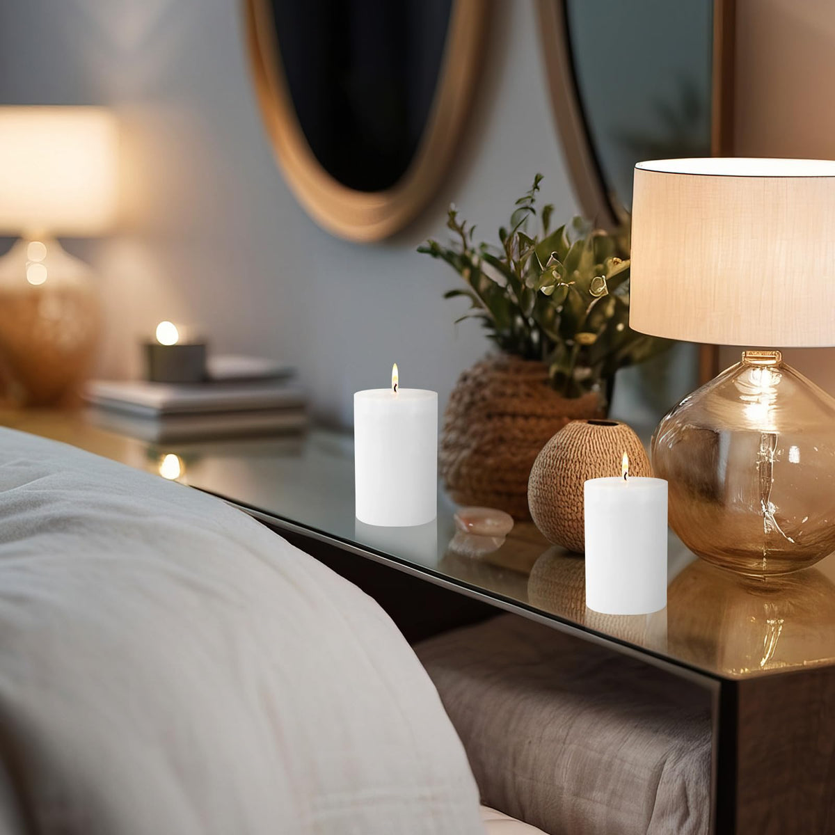 Pillar Candles - 2.75x3.25 inch | 40 Hours Burning, 6 Count - White Unscented Smokeless Premium Chinese Pillar Candles - Perfect for Wedding, Parties, Spas, Home Gatherings and Dinner