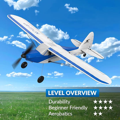 VOLANTEXRC RC Plane Trainer Sport Cub 4CH Remote Control Airplane with Prop Saver 6-Axis Gyro Stabilizer &amp 3 Modes to Fly Radio Controlled Aircraft RTF for Beginners &amp Adults (500mmBlue)