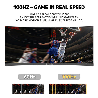 CRUA 34" Ultrawide Curved Monitor, 21:9 UWQHD 3440x1440 100Hz 3800R IPS Computer Monitors with Built-in Speakers, FreeSync, 120% sRGB, 92% DCI-P3, Blue Light Filter, HDMI 2.0 & DP 1.4, Wall Mountable