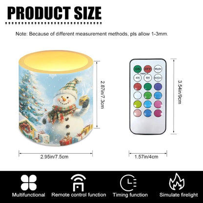 Merkmak 4Pcs Flameless Candles with Remote Christmas Snowman Candles with Timer Battery Operated LED Pillar Tea Lights for Party Banquet Home Decoration