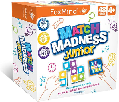 FoxMind Games: Match Madness Junior A Pattern Matching Puzzle Game Make The Match in a Flash Develops Visual Recognition and fine Motor Skills Play with up to 4 Players for Ages 4 and up
