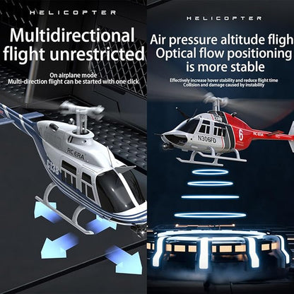 RC ERA C138 1/30 Scale 206 Helicopter for Adult 2.4G 6CH No Aileron Helicopter with Altitude Hold and Optical Flow Positioning 1 Battery (RTF Version/Blue&ampWhite)