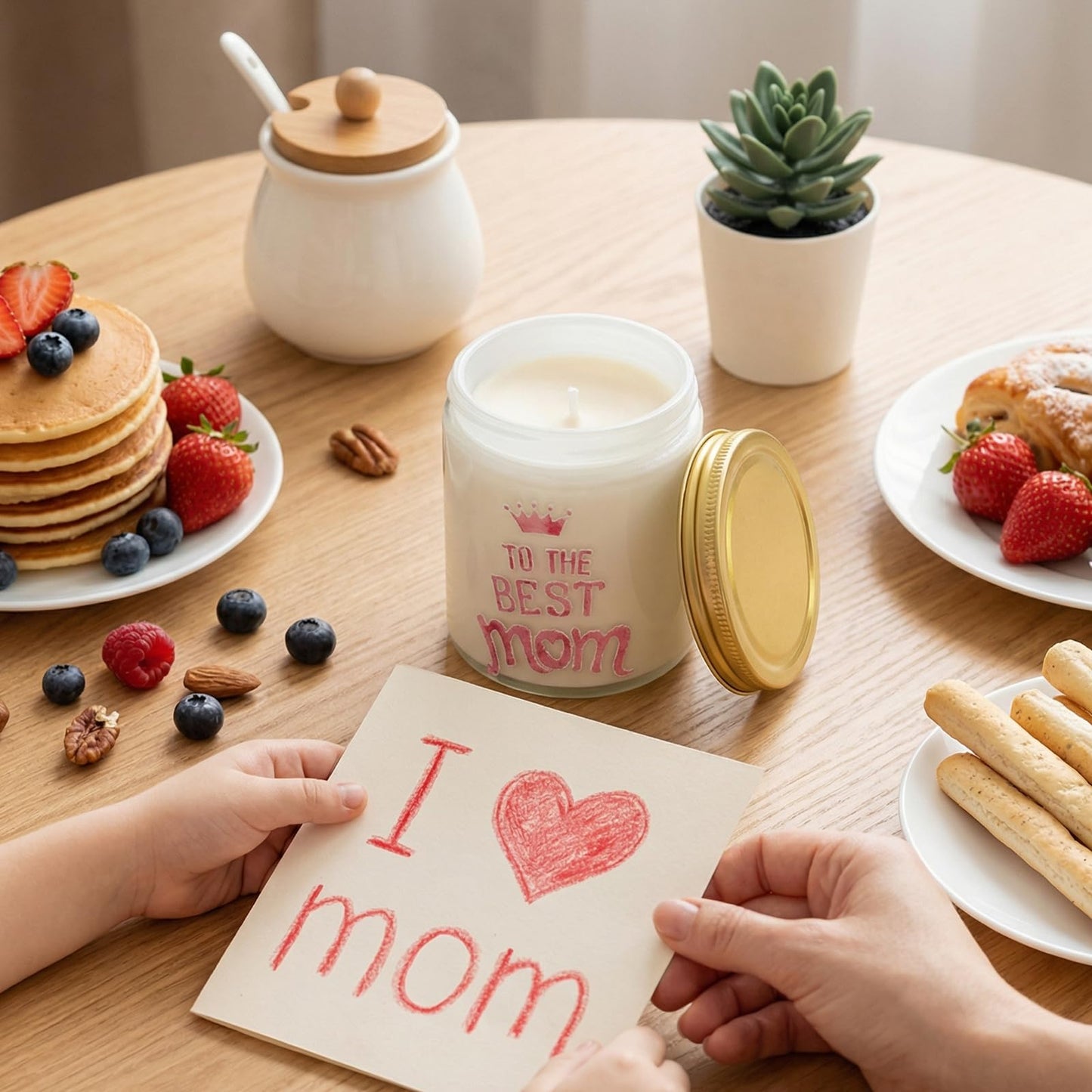 Vanilla Scented Candles for Mothers Day, Best Mom Ever Decor- Unique Mothers Day Decorations for Table, Christmas, Birthday Gifts for Mom from Daughter, Son, 7oz Soy Wax 25H Burn Time