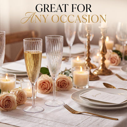 WDF 36PCS Clear Champagne Flutes Plastic - 6 OZ Clear Disposable Champagne Flutes Party Supplies for Wedding/Birthday/Parties/Graduation
