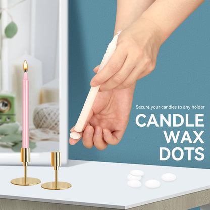 Likejarcand 24 Pieces White Adhesive Small Candles, Accessories Candle Wax Dots- Adhesive,Wax Sticky Dots,Candl Accessories (24)