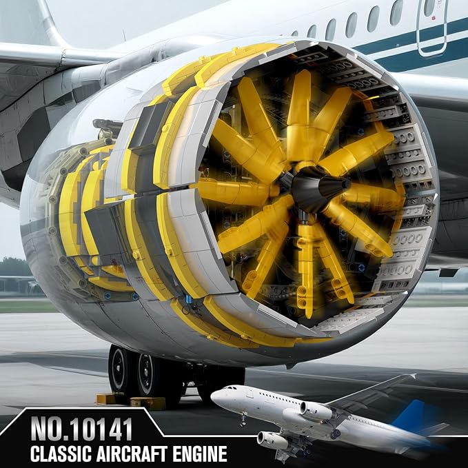 Mould King 10141 Aircraft Engine Model that Works Ideas Transmission Engine Model Toy for Display DIY STEM Project for 14+ Adults/Teens(2256 PCS)