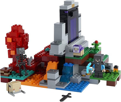 LEGO Minecraft The Ruined Portal Building Toy 21172 with Steve and Wither Skeleton Figures Gift Idea for 8 Plus Year Old Kids Boys &amp Girls