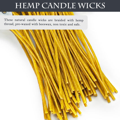 SWIGRANCE 15cm Hemp Candle Wicks 100Pcs, Hemp Braided Wick for Handamde Candle Making, Pre-Waxed with Beeswax