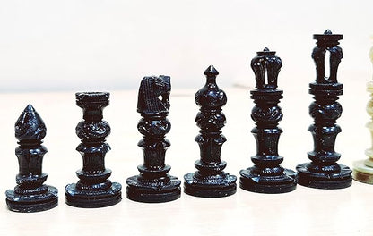 StonKraft - Natural Stone Chess Pieces Chessmen Chess Coins (3 King) | Chess Accessories | Board Games (White and Brown)