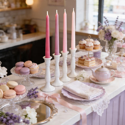 Viyffo Pink Ombre Taper Candles 10 Inch, 12 Pack Unscented, Smokeless Long Tall Tapered Candlesticks Wedding Home Decor Dinner Natural Color Series
