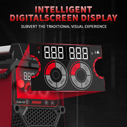 PUWU 135Amp 110V MIG Welder,Flux Core MIG/Lift TIG/Stick 3-in-1 Multiprocess Welder,IGBT Inverter Large LED Digital Display Welding Machine(RED)
