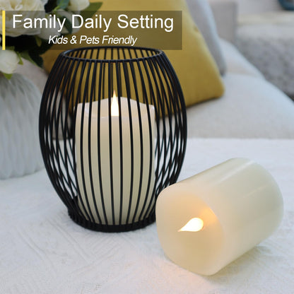TECHLONG Flameless Candles Battery Operated with Timer, 3D Moving Flame Flickering, Last 600+ Hours Battery Candles, 3" x 5" Ivory Real Wax Electric LED Candle for Wedding Party Decorations