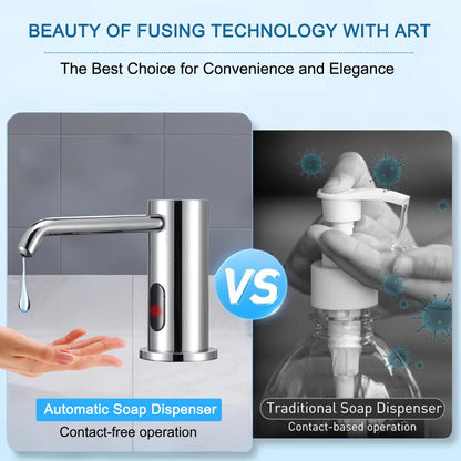 Touchless Automatic Soap Dispenser Built-in Sink Electric Soap Dispenser for Kitchen Bathroom Commercial Home Use, Infrared Sensor with 33.81oz/1000ml Bottle Pump, Chrome
