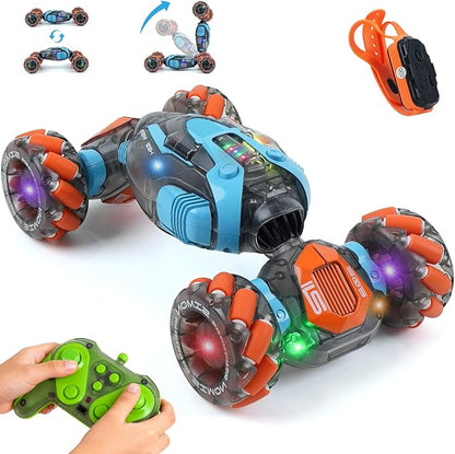 Remote Control Stunt Car for Kids - Gesture Sensing RC Twist Toys Birthday Gifts for Boys Aged 5-7 8-12 Years Old 2.4GHz Hand Controlled Off-Road Vehicle with Lights and Music