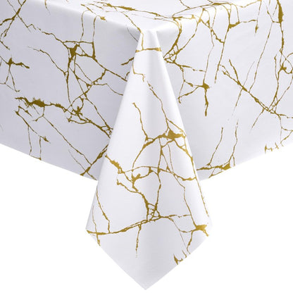 sancua 100% Waterproof Vinyl Tablecloth 54x78 Inch, Rectangle PVC Table Cloth for Picnic, Oil-Resistant Spill-Proof Wipeable Table Cover for Dining, Kitchen, Parties, Indoor and Outdoor, White Marble