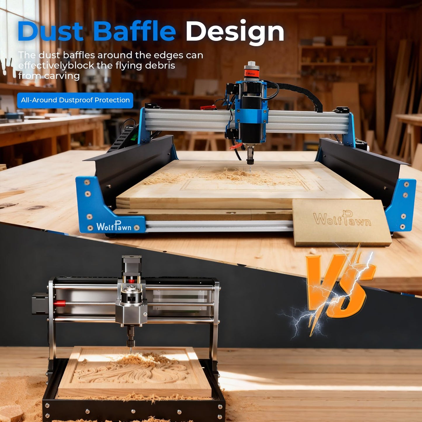 WolfPawn CNC Router Machine Desktop CNC 3 Axis, CNC Milling Machine for Metal Wood Acrylic, GRBL Control Engraving Machine with 500W Spindle,Machine Woodworking Industrial Application(4040 PRO)
