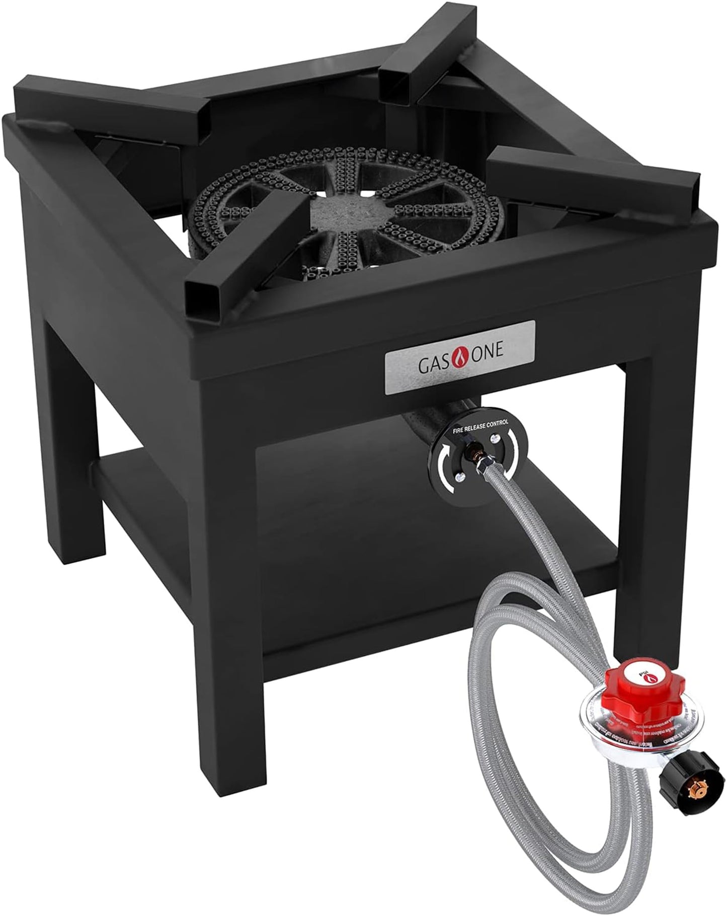GasOne B-5350A Propane Burner Cooker, Heavy-Duty Outdoor Gas Stove with Steel-Braided Regulator Hose for Turkey Frying & Outdoor Cooking