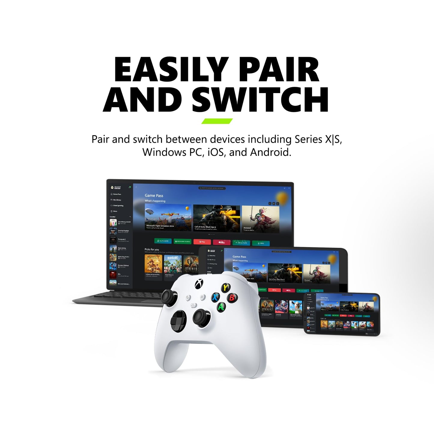 Xbox Wireless Gaming Controller (2025) – Robot White – Play on Xbox, Windows, Android, iOS, FireTV Sticks, Smart TVs, VR Headsets