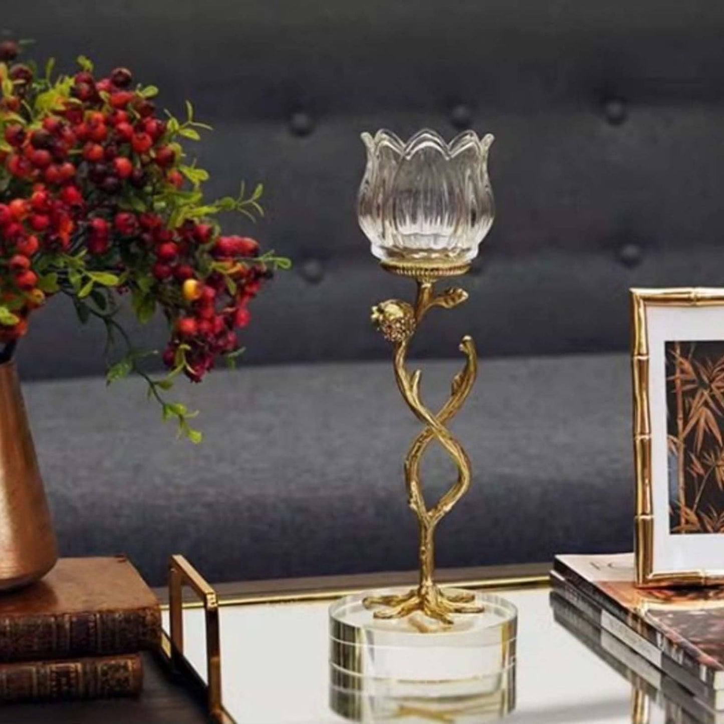 Candlesticks, Luxurious Crystal Glass candlesticks with a Sturdy Base, Suitable for Table Decorations, Wedding Decorations, Living Room Fireplace mantels