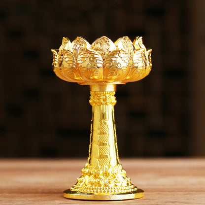 Iron Holder Lotuss Shape Candlestick Holder Table Centerpieces for Temples Kitchen Dining Table Housewarmings Lotuss Butter Lamp