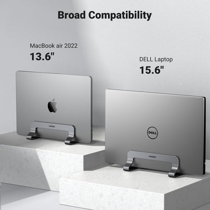 UGREEN Vertical Laptop Stand Holder for Desk Compatible with MacBook Pro, MacBook Air Stand Vertical Aluminum Adjustable for Up to 17.3 Inch Gaming Laptop, Gray