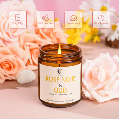 Rose Scented Candles for Women, Stress Relifef Aromatherapy Spa Candle Soy Wax Long Lasting Bath Relaxing Candles