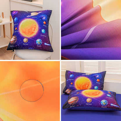 Tasselily Twin Size Comforter Sets for Boys, Space Bedding Set Twin Bed in a Bag, 6 Pcs Universe Planet Galaxy Comforter Set with Sheets